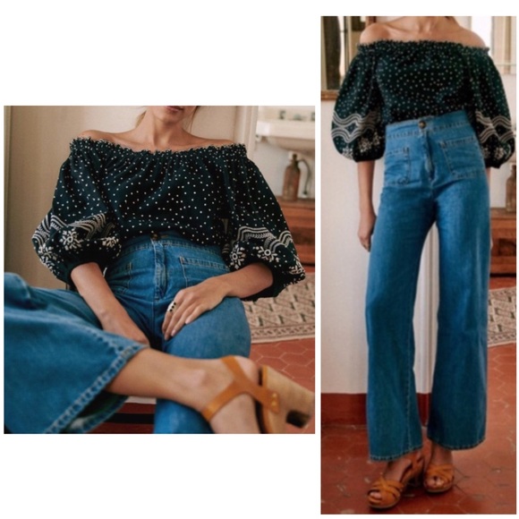 Sezane Santoni Blouse Black Ecru Dot, US 2 (34) - Picture 1 of 11